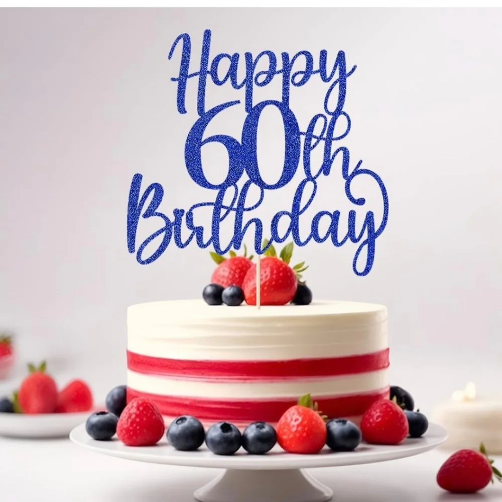 Unisex Unbranded Cake Topper 60th‎ Birthday Blue